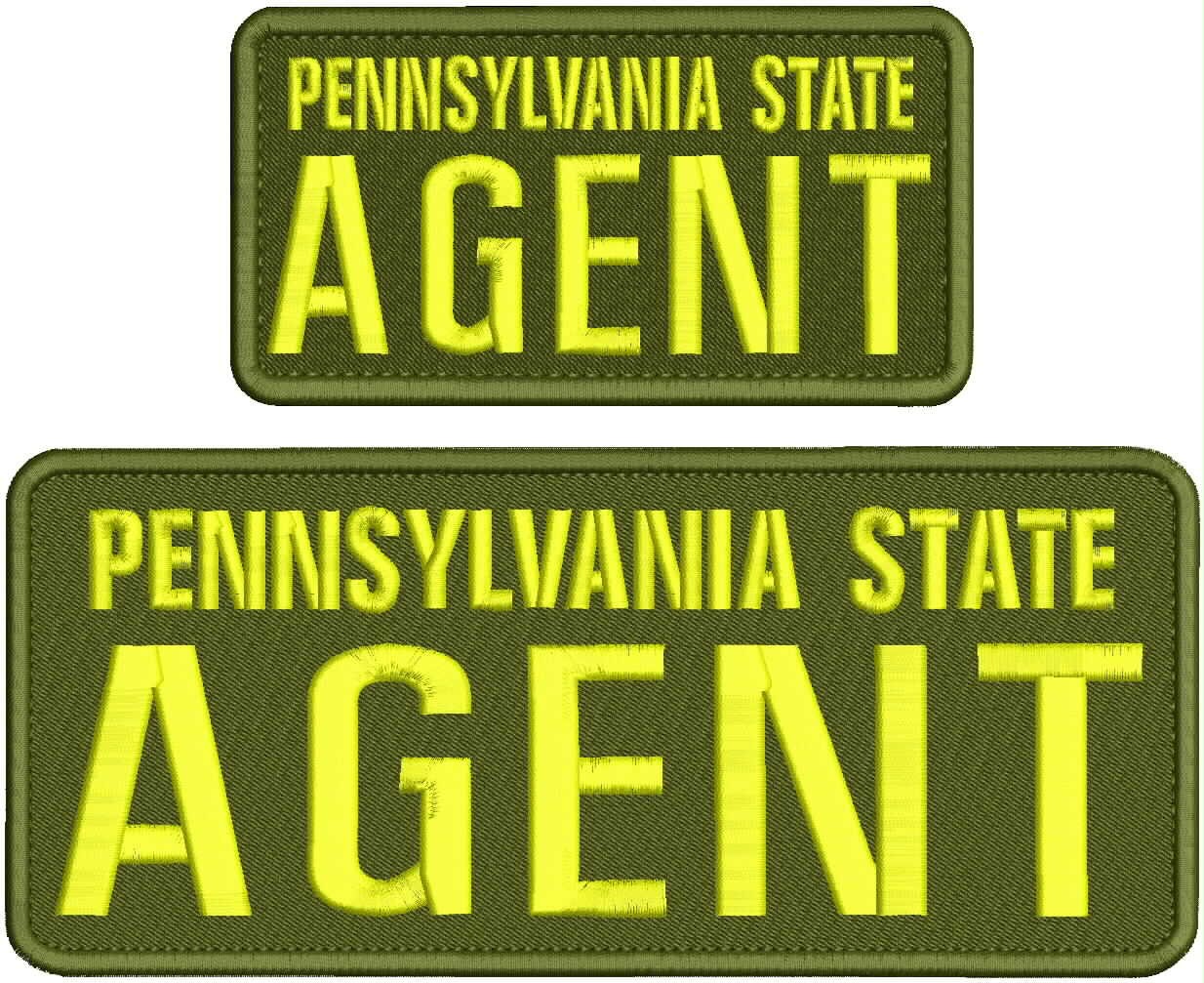 Pennsylvania State Agent 2 Emb Patch 10x4''And 3x6''Hook On Back Yellow On od