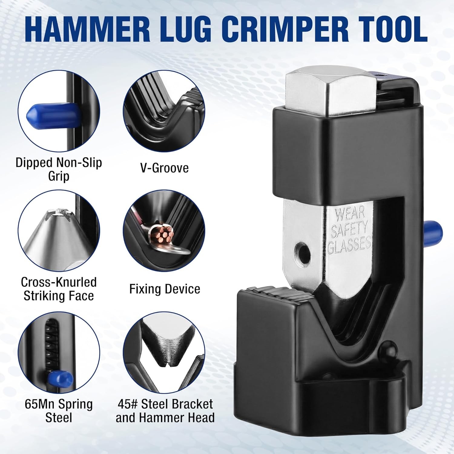 WORKPRO Battery Audio Weld Cables Hammer Crimper Wire Terminal Lug Crimping Tool