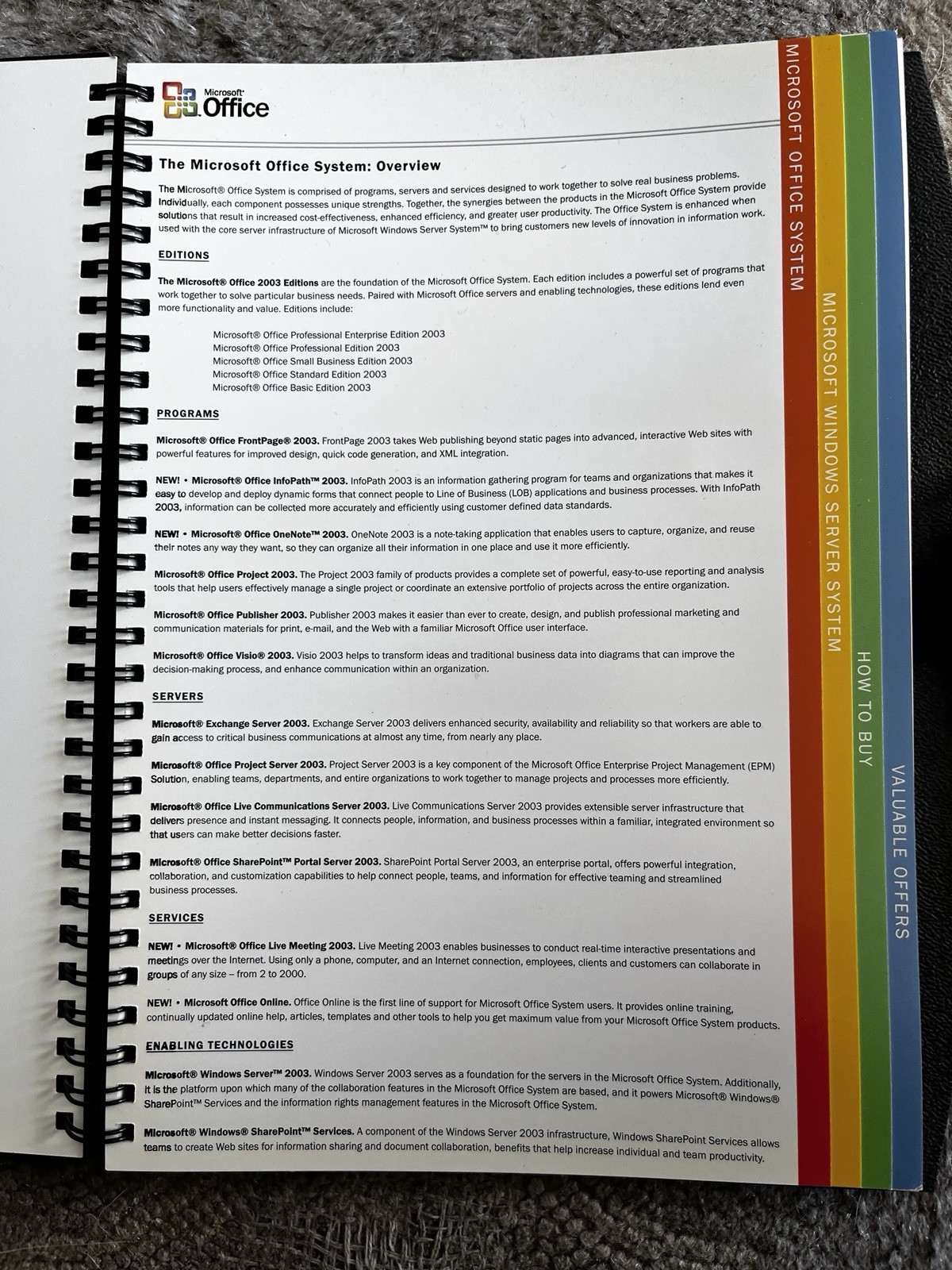 Microsoft Office 2003 SPIRAL NOTEBOOK w/Pen Tech Software Company