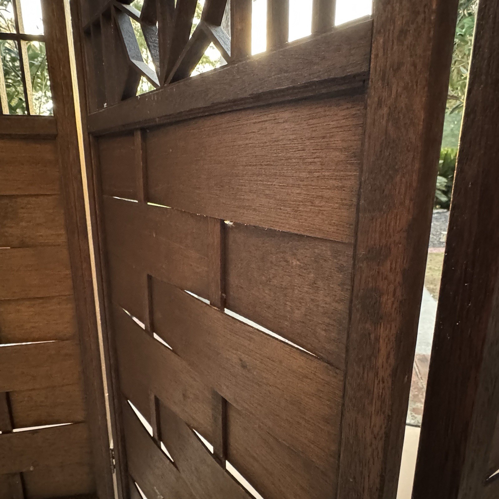 Japanese Mid Century Teak Shoji 4 Panel Folding Room Divider Screen 1960s