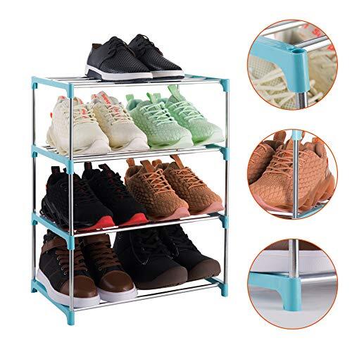 Xerhnan 4-Tier Stackable Small Shoe Rack, Lightweight Shoe Shelf Storage