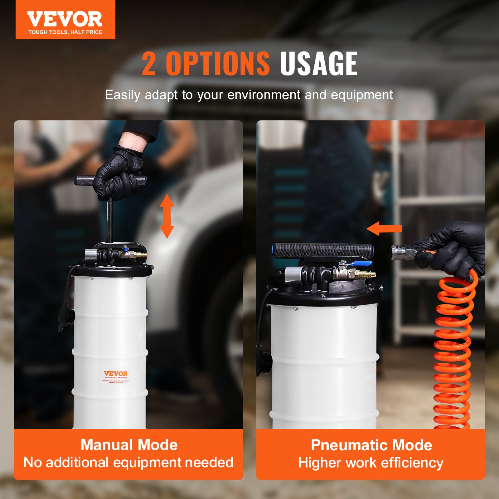 VEVOR Fluid Extractor, 1.74 Gallons (6.5 Liters), Pneumatic/Manual Oil Changer V