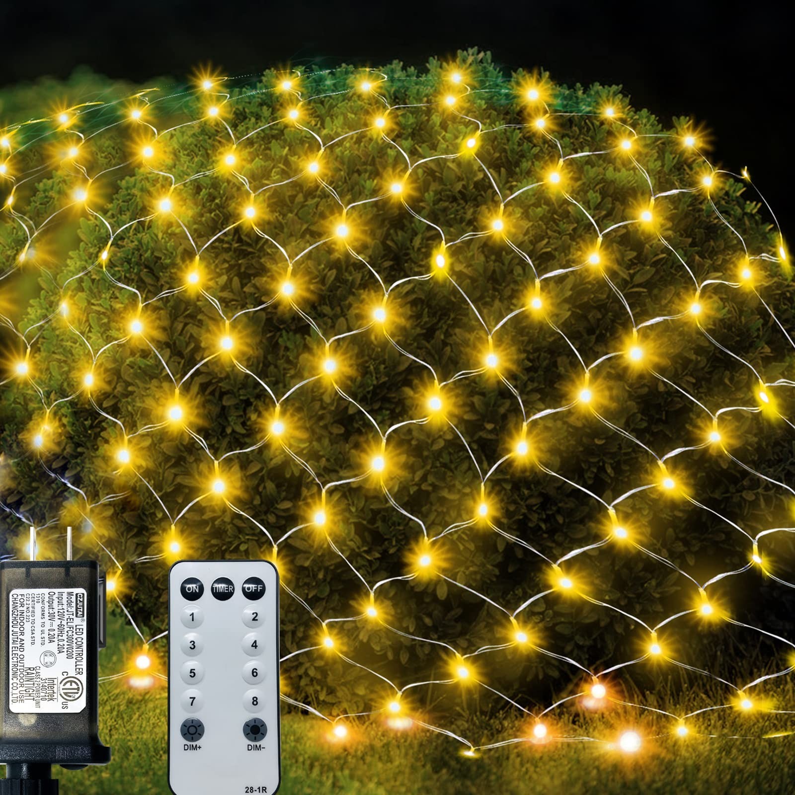 SANKUU 9.8ft X 6.6ft 200 LED Net Lights Outdoor Shrubs Lights Fairy String Li...