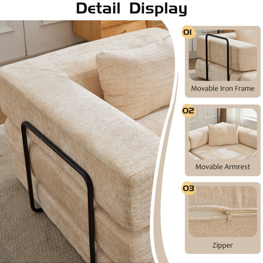Memory Foam Modular 3-Seater Sofa – Modern Lounge Couch