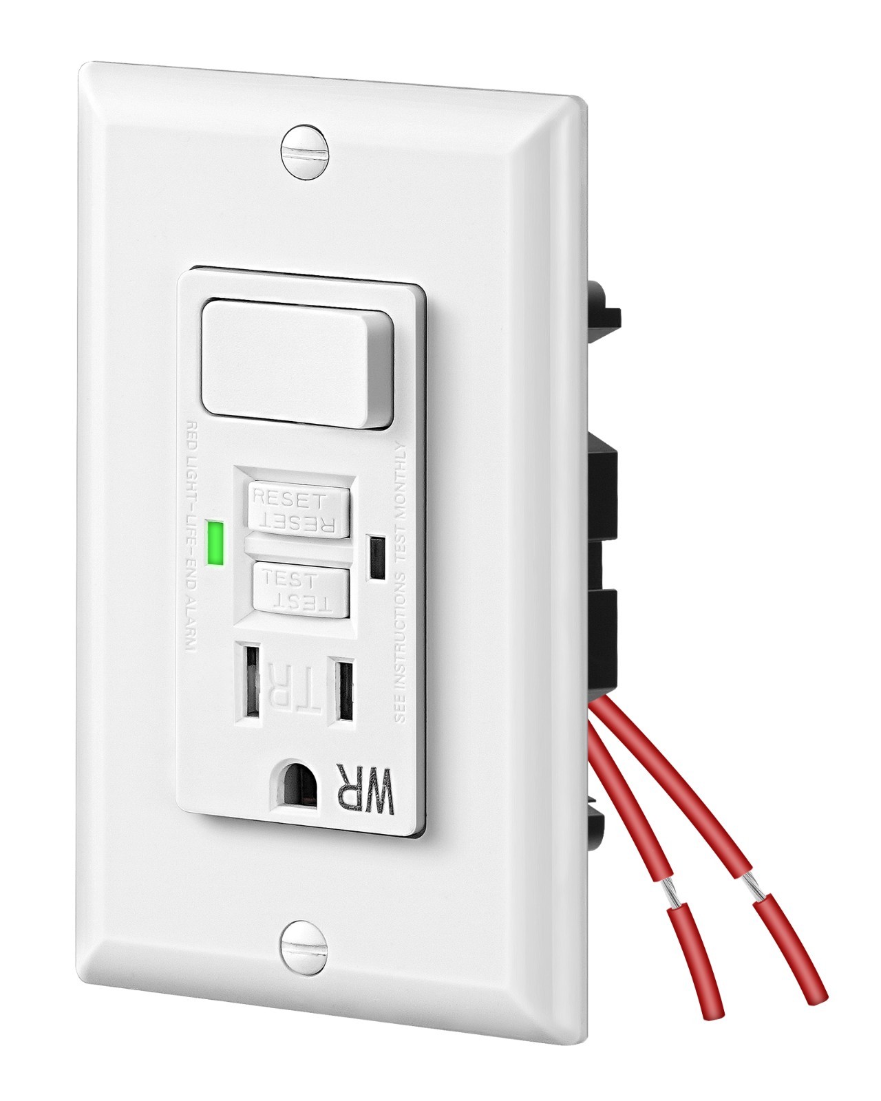 15 Amp GFCI Outlet with Switch Combo Tamper Resistant Weather Resistant White
