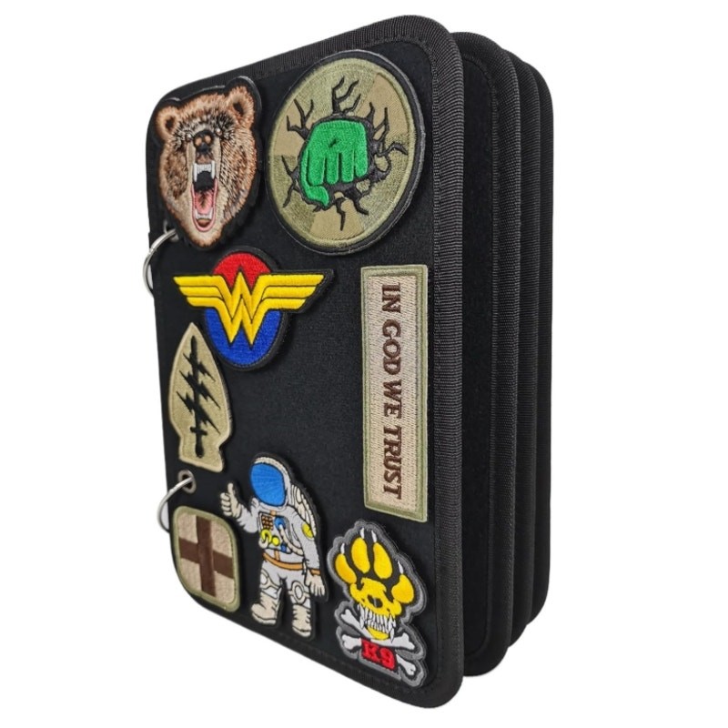 Patch Display Book Binder 11" x 7.3" Black Tactical Patch Organizer Album