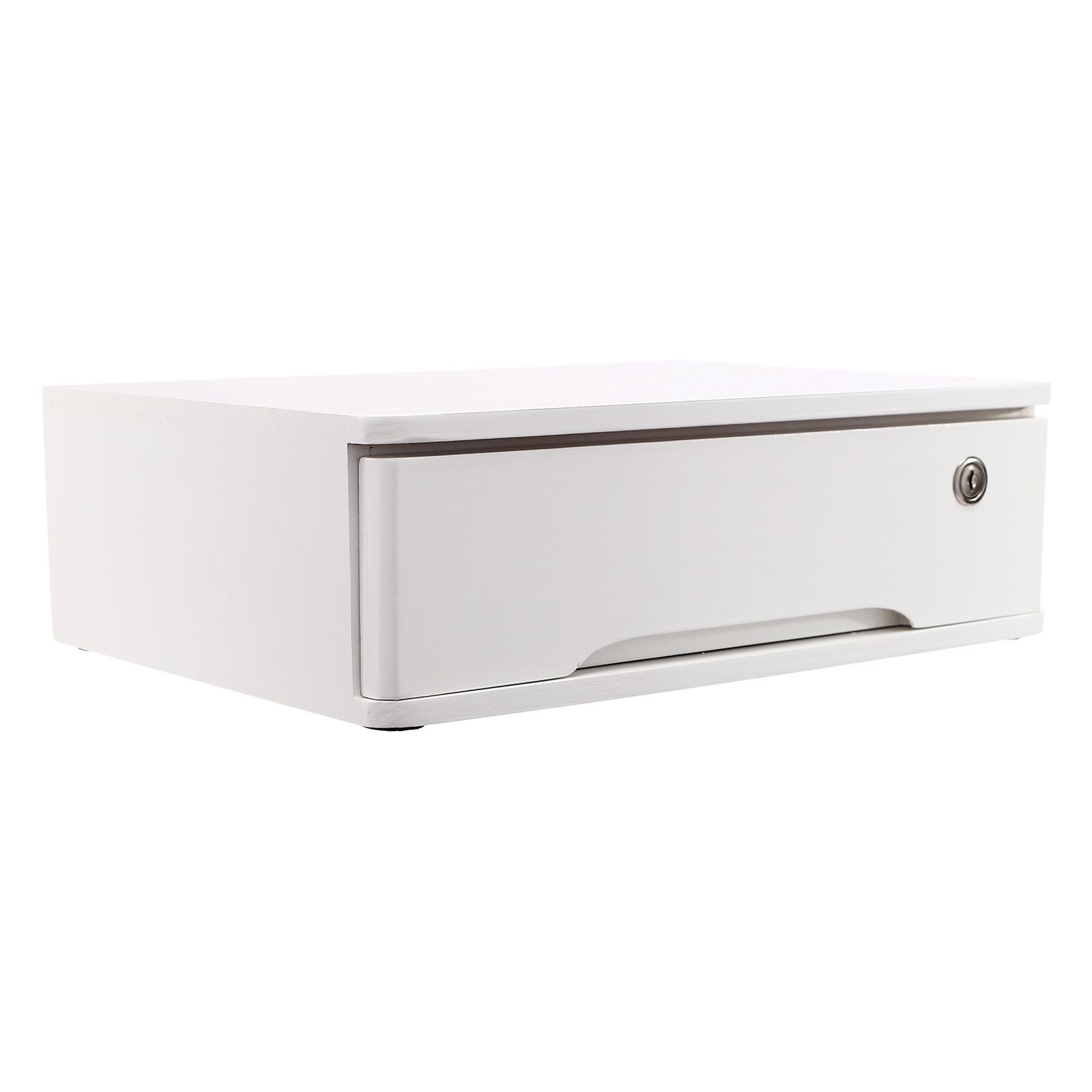 Desktop Storage Box with Lockable Drawer Office Supplies Drawer Organizer White