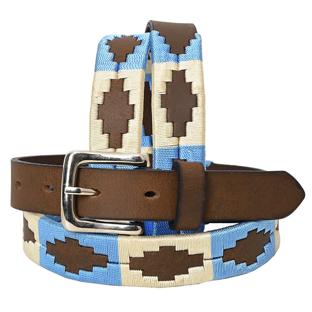 BE BAR H EQUINE Western Genuine Leather Men And Women Brown Belt Embroidered