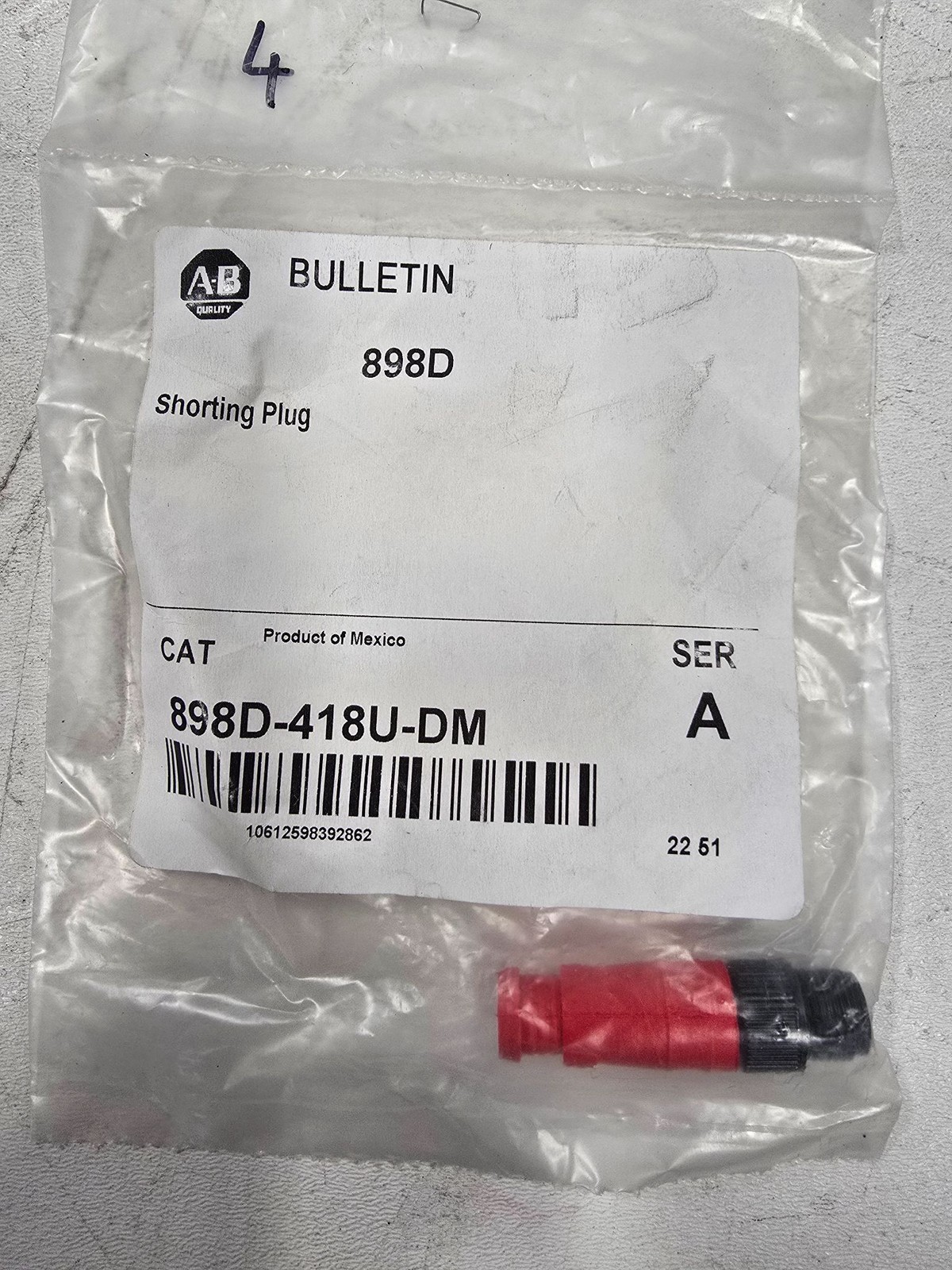 ALLEN BRADLEY 898D-418U-DM SHORTING PLUG NEW