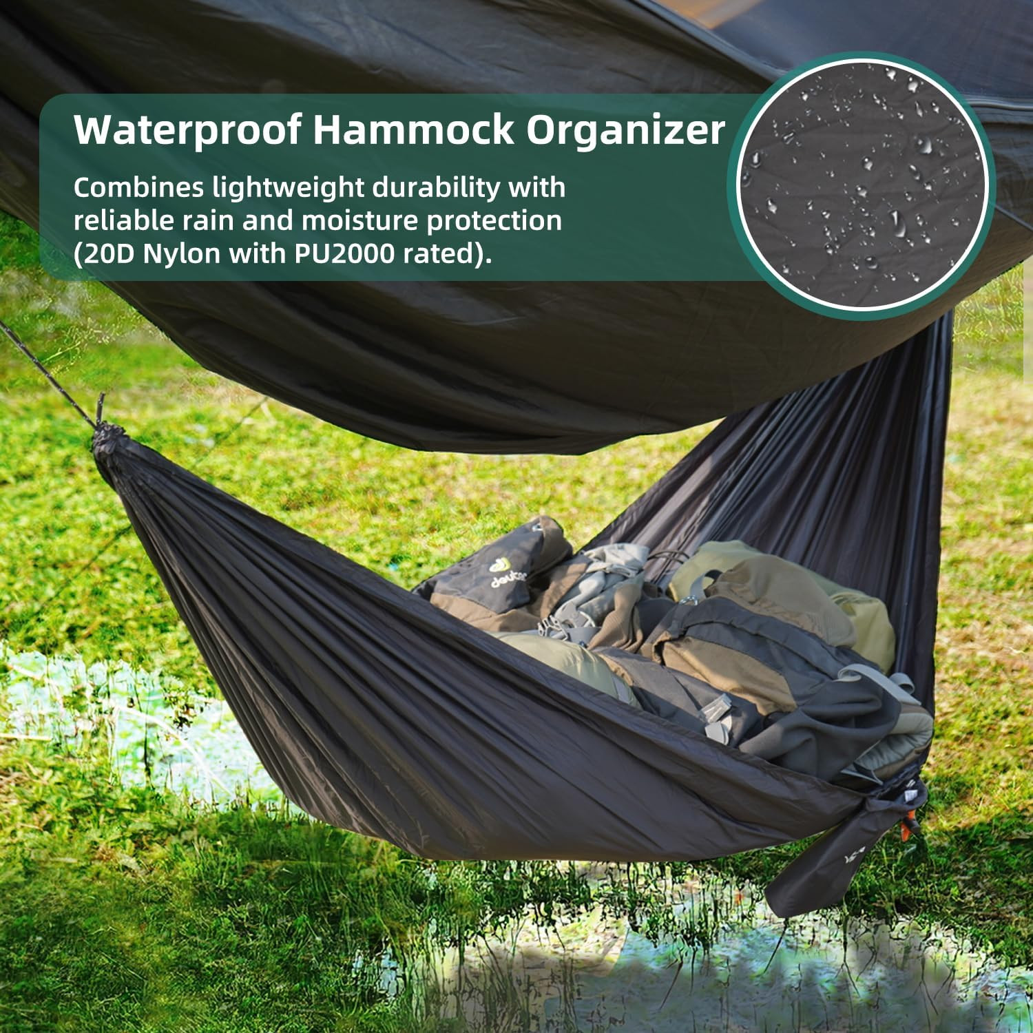 Compact Storage Organizer for Camping Hammocks, Waterproof Camping Gear Stora...
