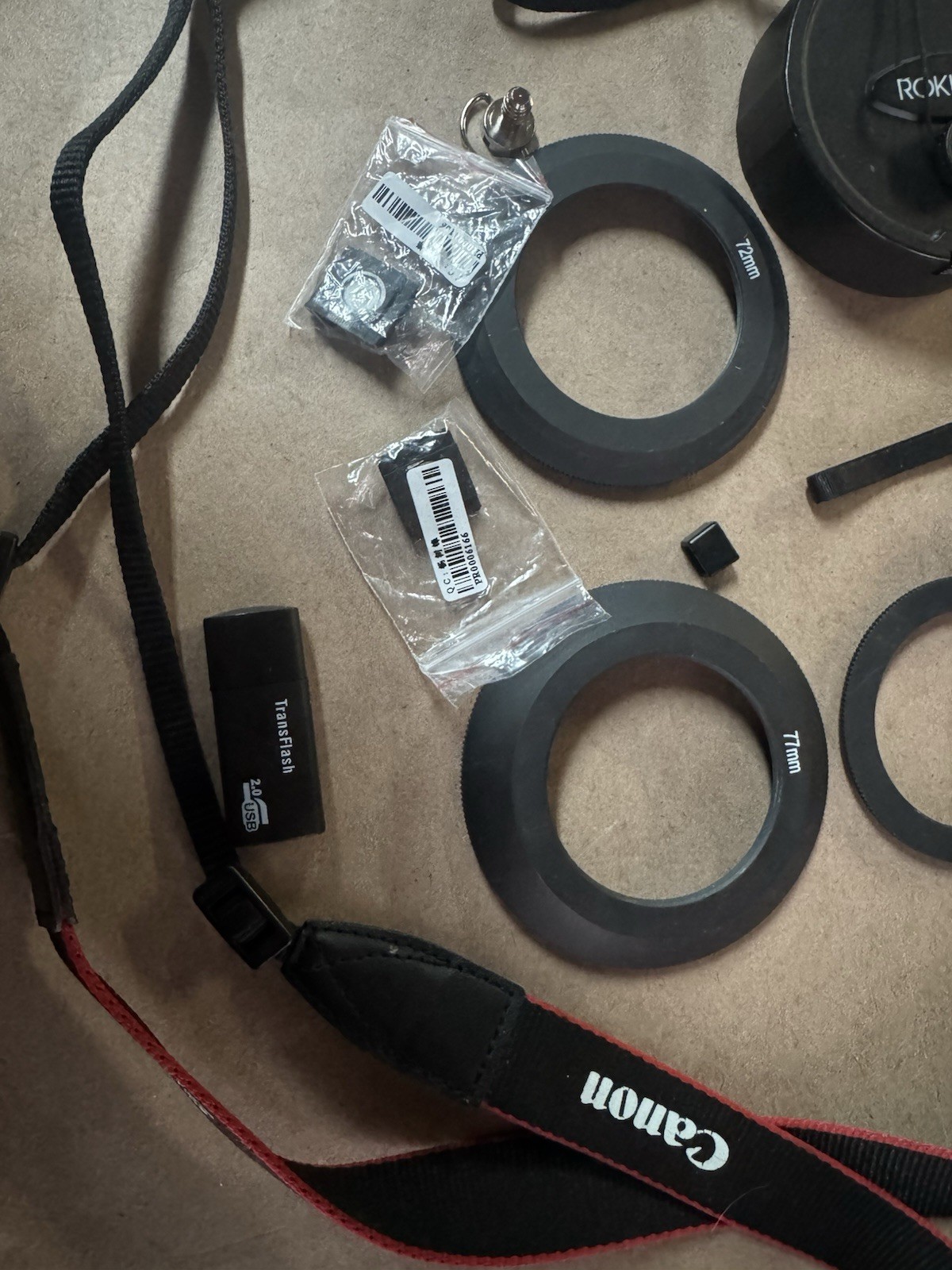 camera accessories lot Ring Adapter Camera Strap Water Level USB