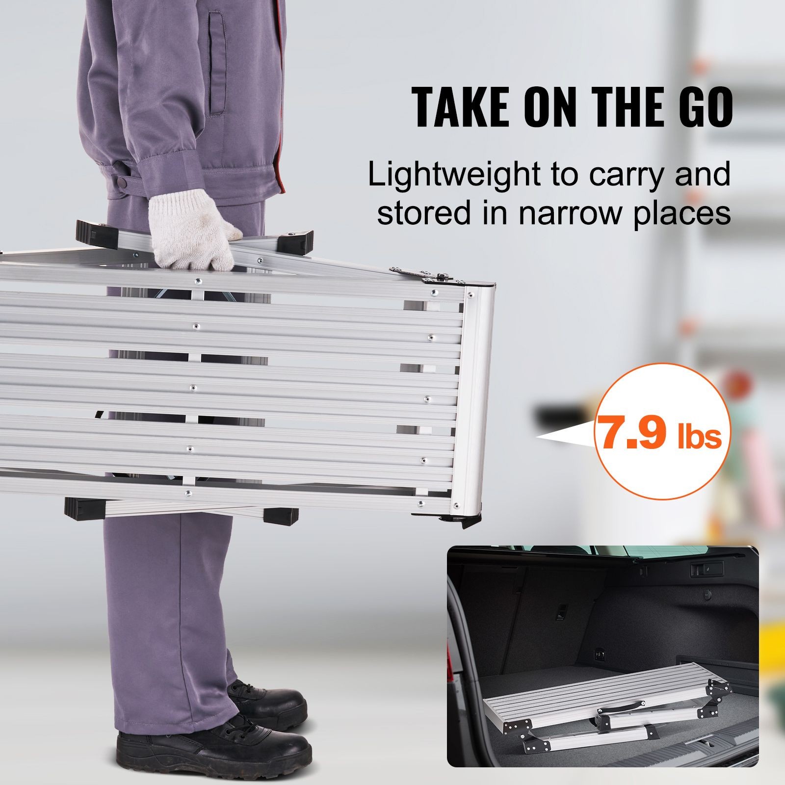 Folding Work Platform, 330 lbs Load Capacity, Aluminum Drywall Stool Ladder