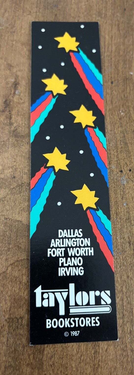 Vintage Rare Taylors Bookstores Promo Bookmark Dallas 1987 Texas Bookstore