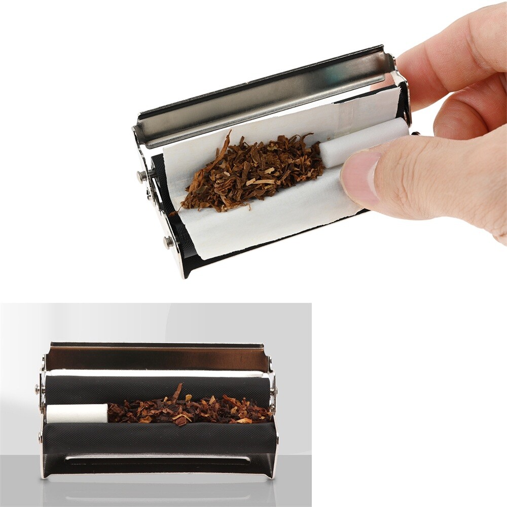 78mm Manual Cigarette Roller Metal Cigarette Rolling Machine with Lid Durable