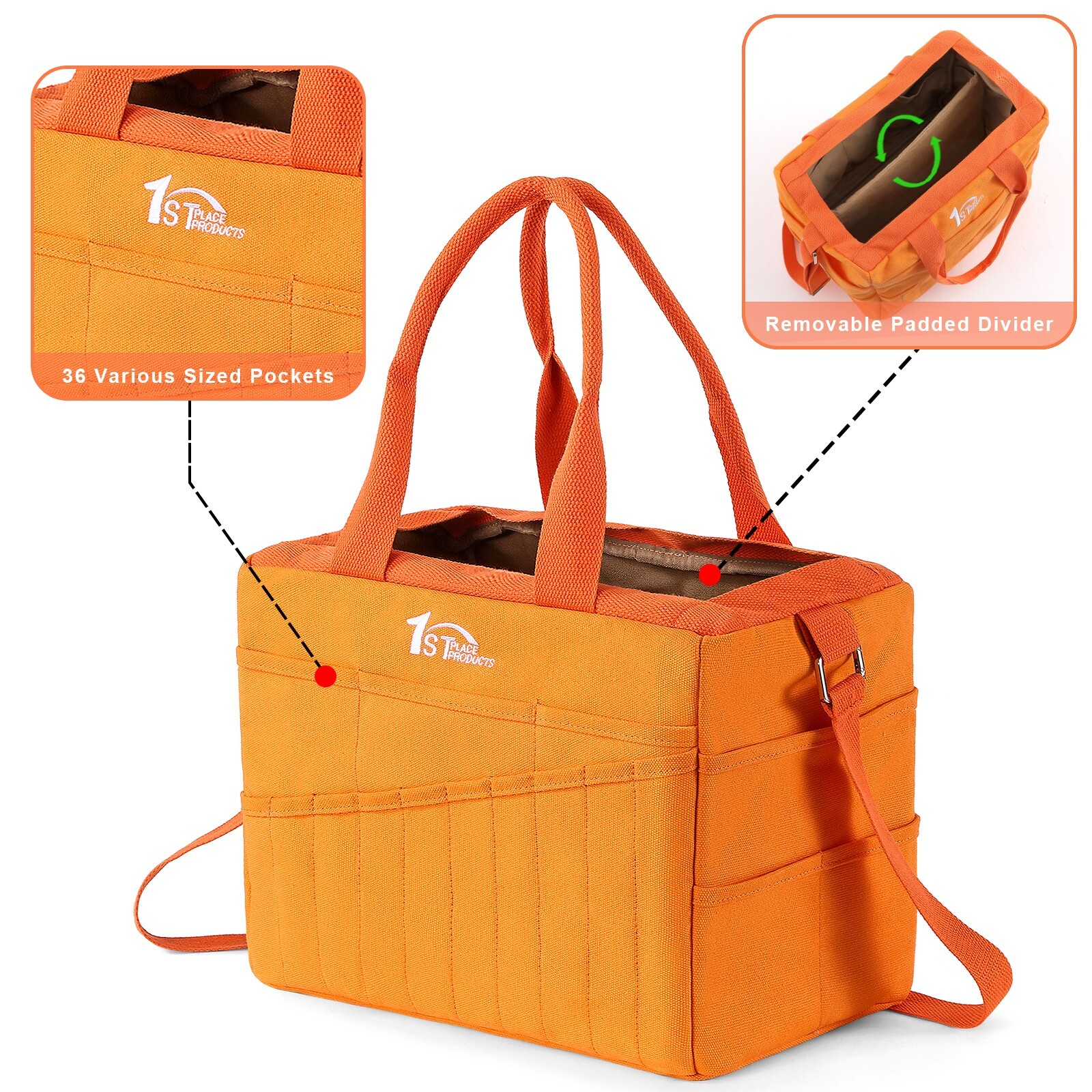 Art Craft Supply & Pottery Studio Bag 36 Pockets Detachable Shoulder Strap Pad