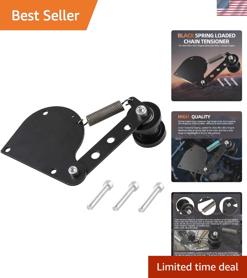 Easy-Install Chain Tensioner for 49cc, 66cc, 80cc Motorized Bikes - Black