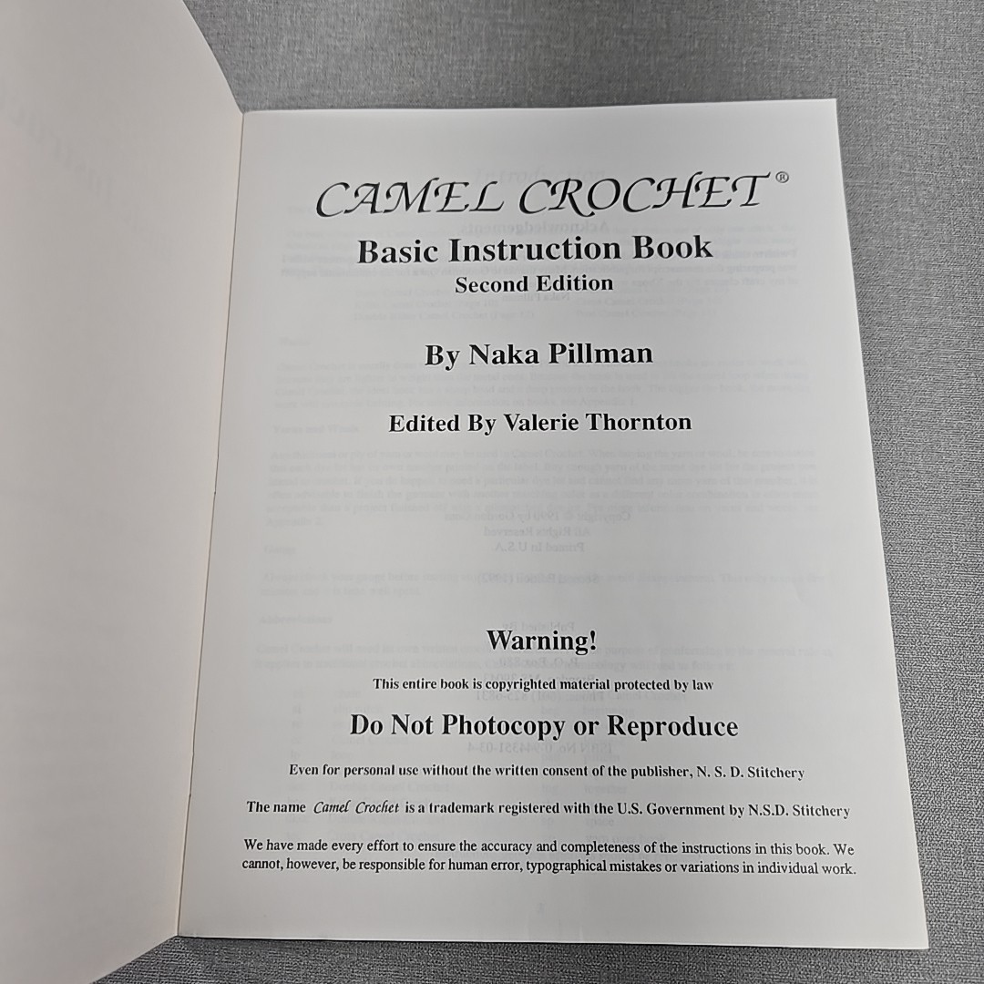 Camel Crochet Basic Instruction Book & 4 Starter Patterns Naka Pillman