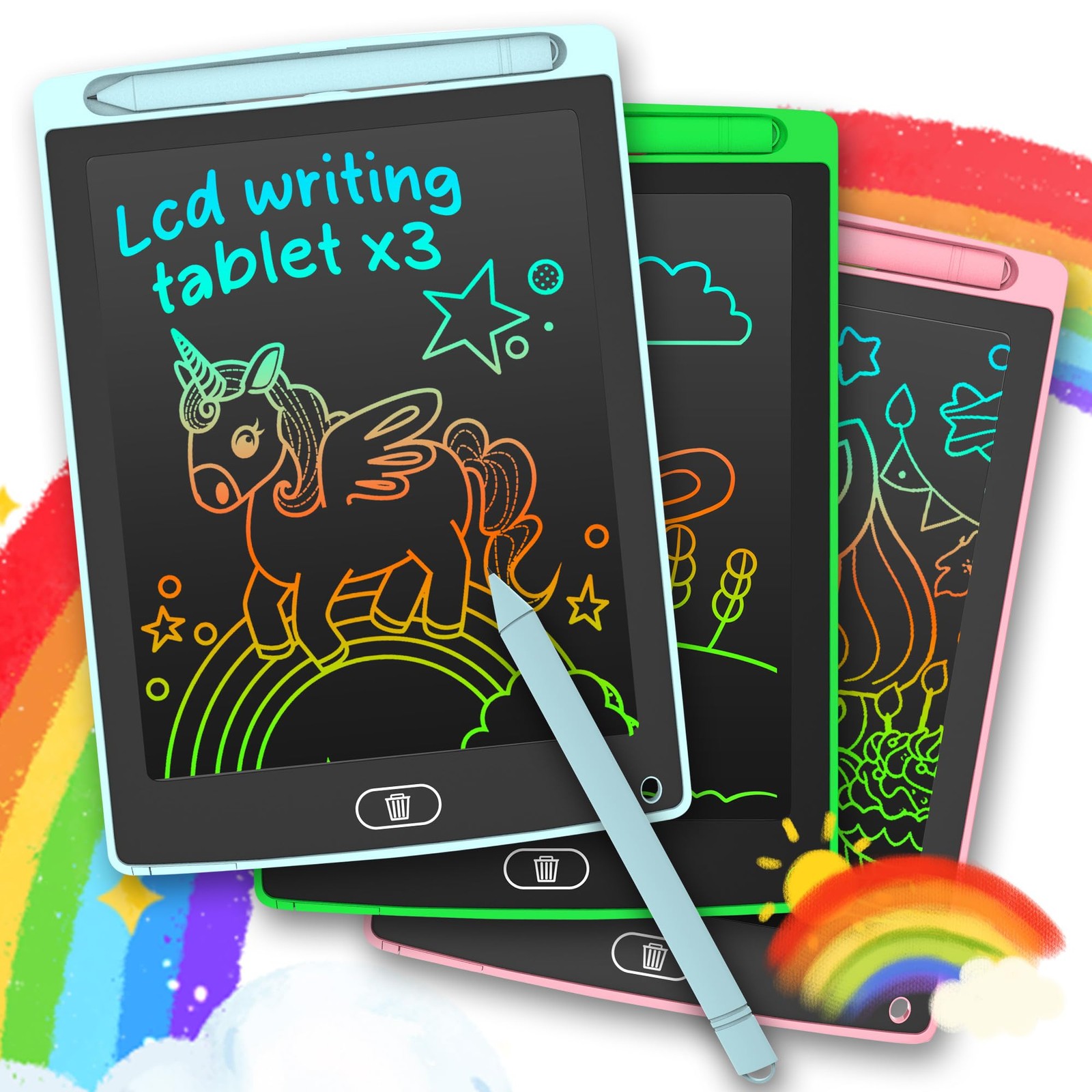 3 Pack LCD Writing Tablet, Colorful Toddler Drawing Tablet Doodle