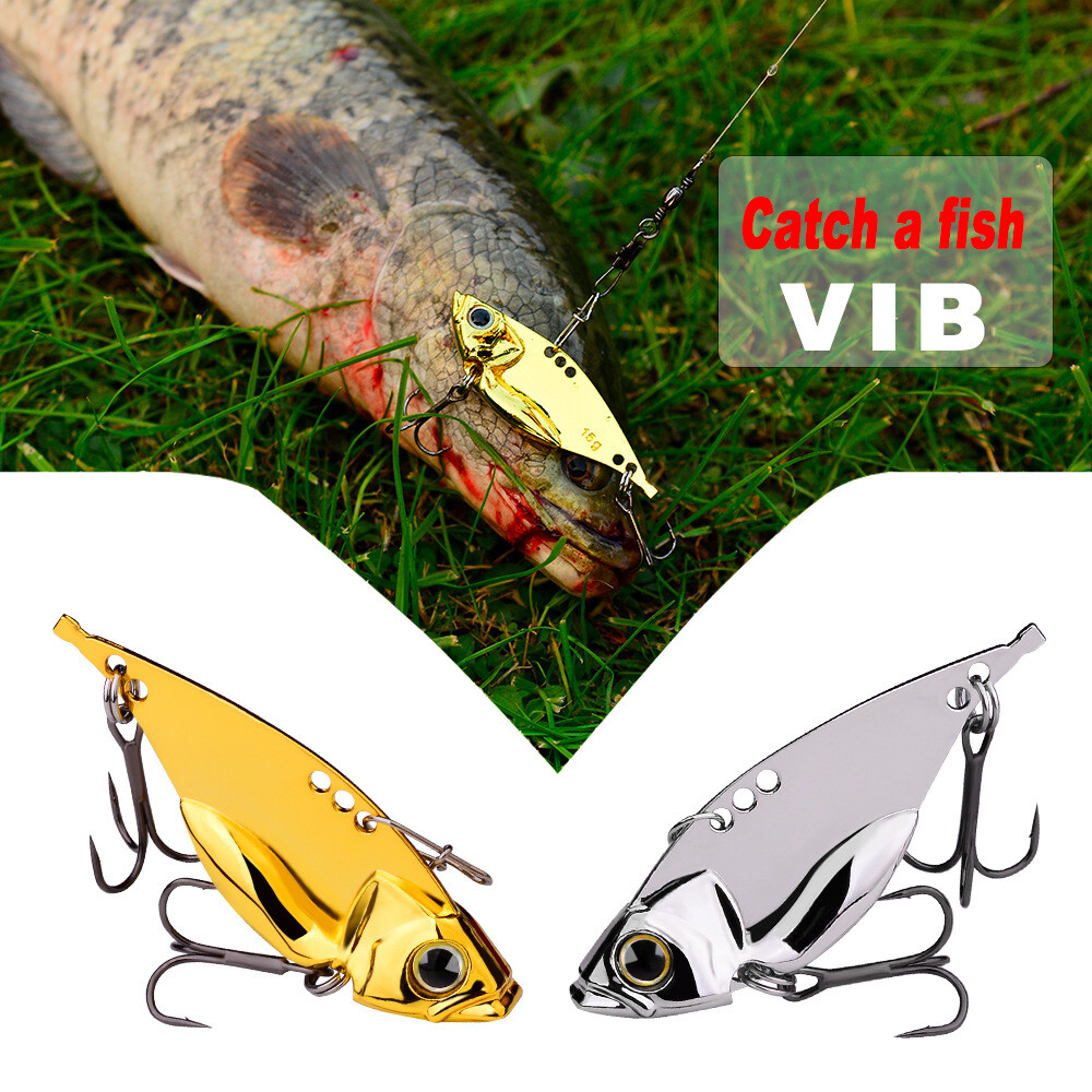 10PCS Lot 3D Eyes Fishing Metal Bait Crankbait Lures VIB Blade Tackle Saltwater