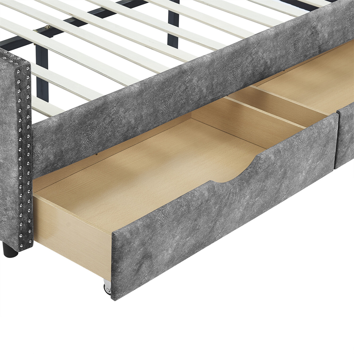 Full Size Daybed Upholstered Bed Frame Sofa Bed with 2 Storage Drawers US