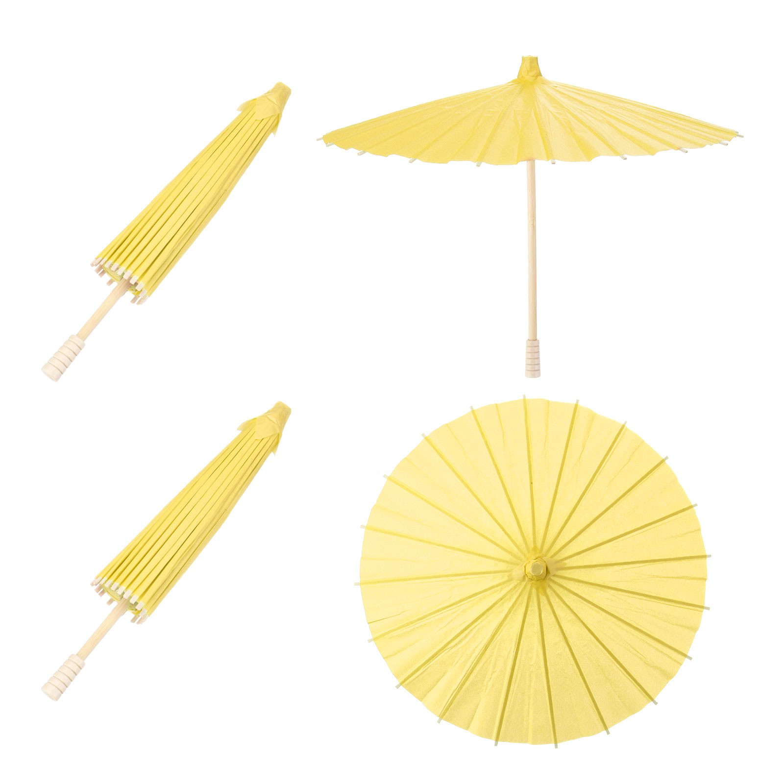 2 Pcs Paper Umbrellas ,12" Paper Parasol Umbrella for Craft,Yellow
