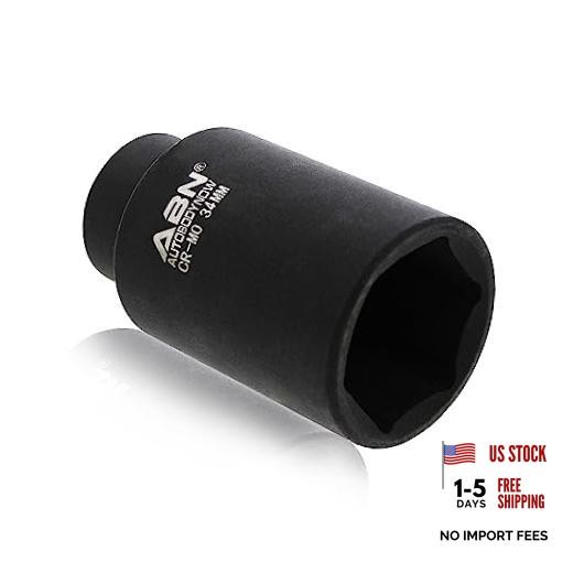 Axle Nut Socket, 34mm, 1/2in Drive, 6 Point – Universal for All Vehicle 6pt