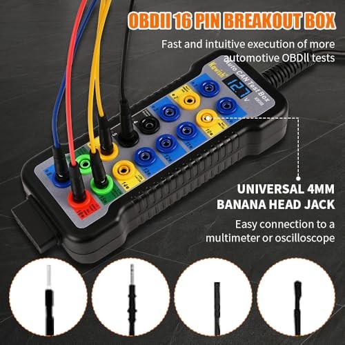 OBD2 Breakout Box Powerful OBDII Protocol Detector, 16 Pin Automotive CAN