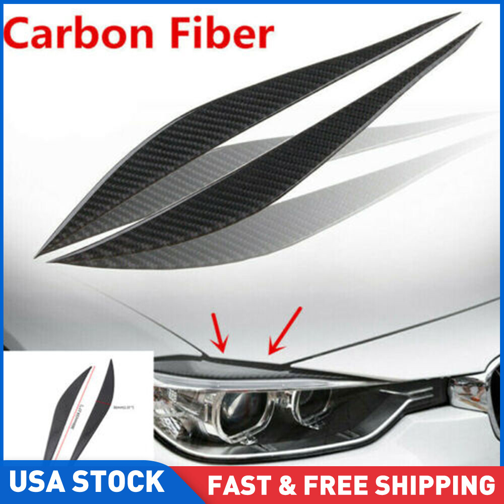 For BMW 3 Series F30 2013-2019 Carbon Fiber Headlight Eyebrow Eyelid Cover Trim
