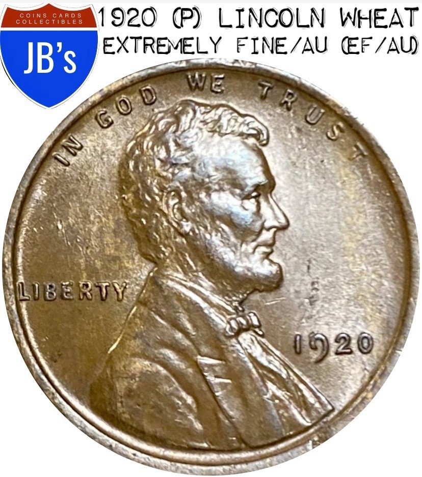 1920 (P) Lincoln Wheat Cent Penny 1c - Extremely Fine/About Uncirculated (EF/AU)