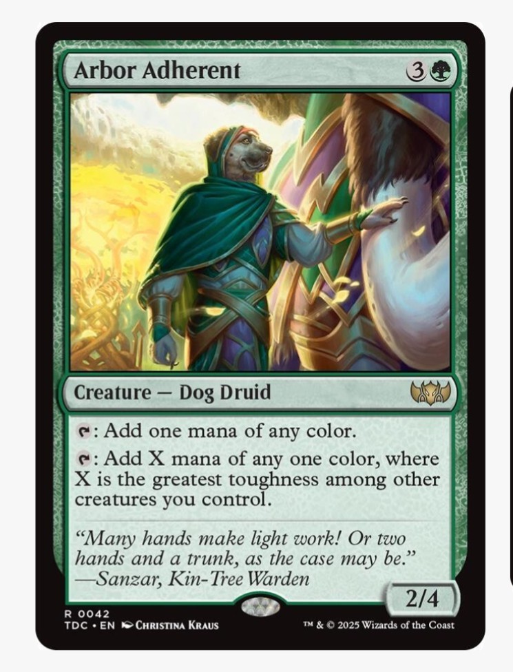 Arbor Adherent | MTG TDC | Green Dog Druid Mana Ramp Commander EDH Rare | NM