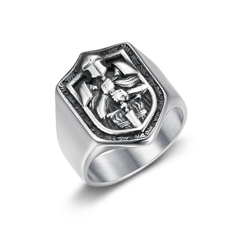 Mens Vintage Templar Knight Ring Stainless Steel Siver color Hip Hop size 7-13