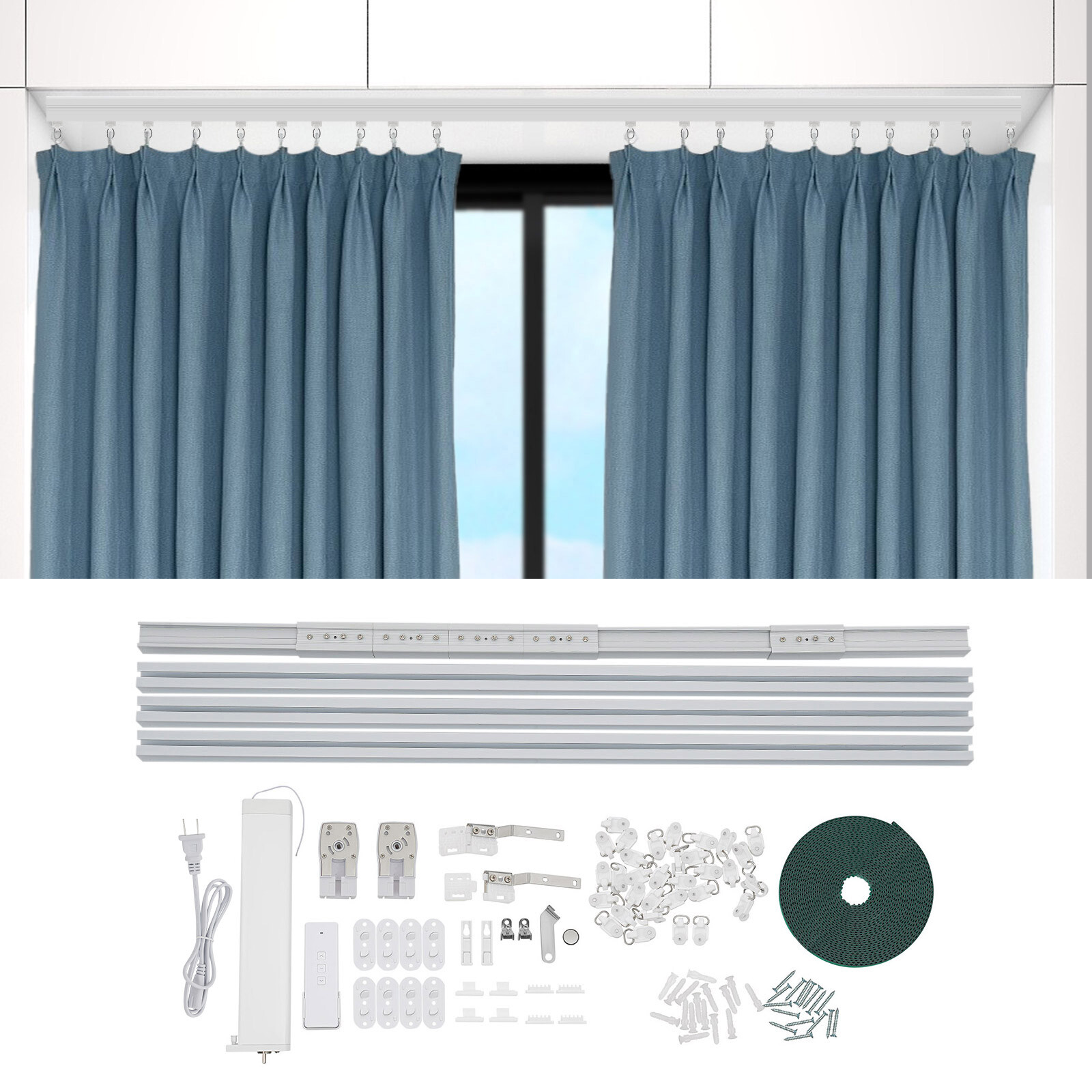 Motorized Curtain Track Ceiling Mounting Electric Curtain Track & Remote Control