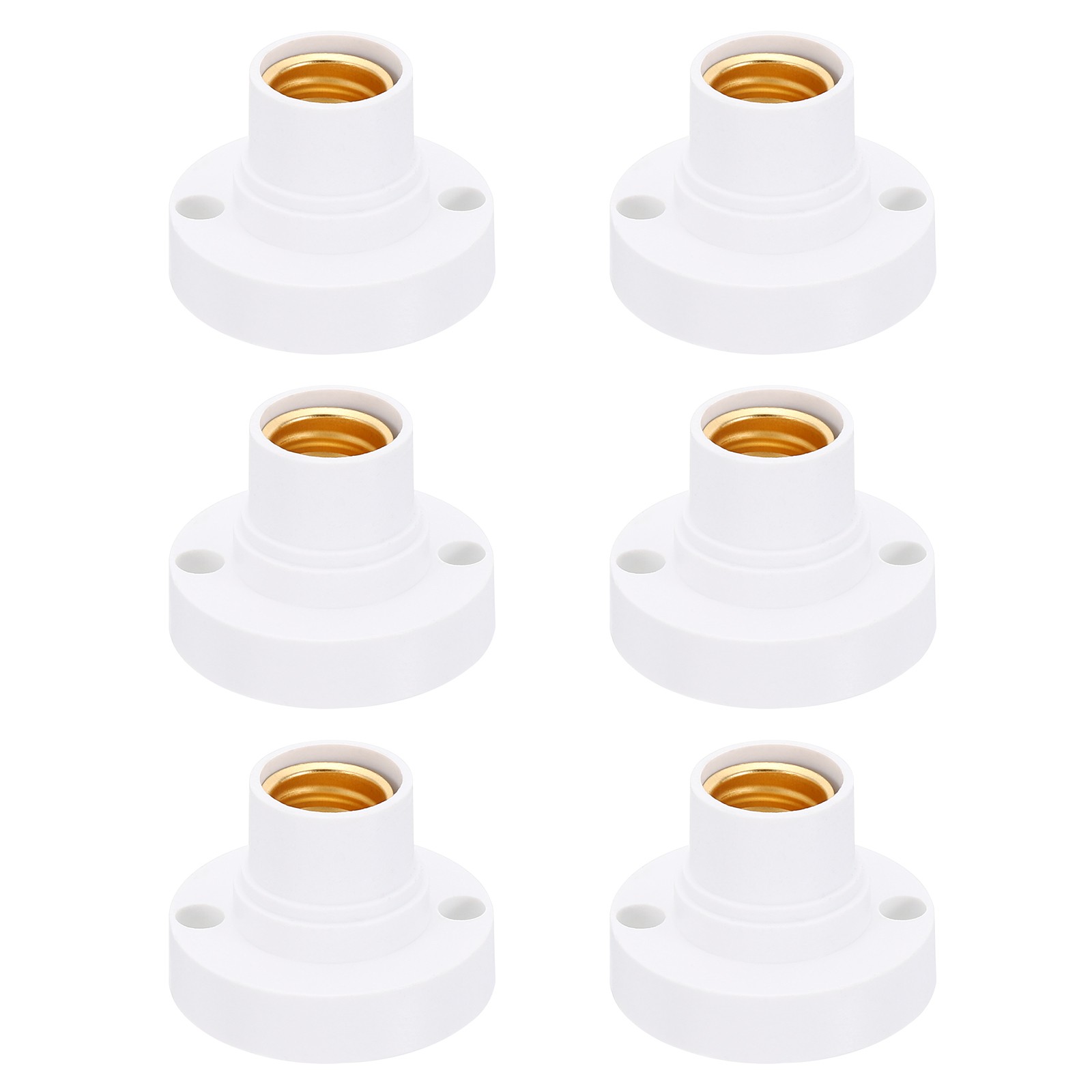 6pcs E14 Bulb Socket Round Screw Base Lamp Holder Light Replacement Bases White