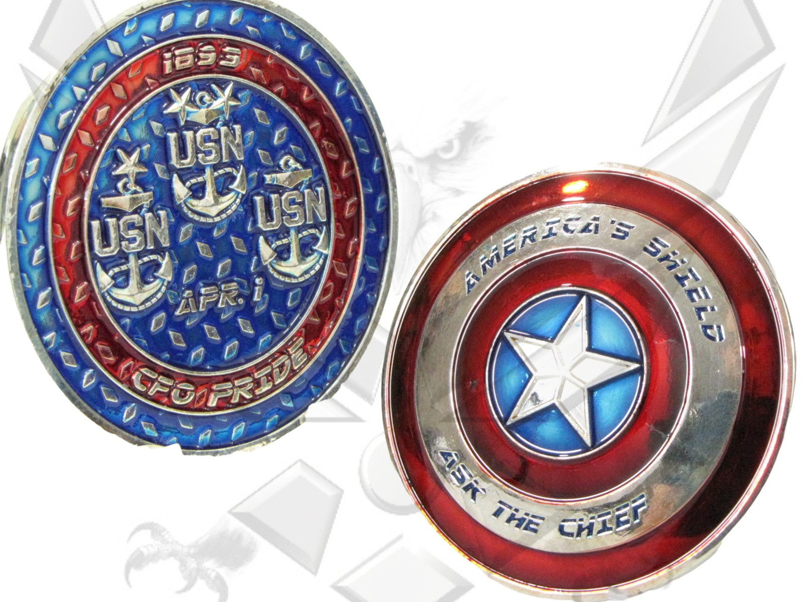 US Navy USN Captain America Shield Ask Chief CPO Challenge Coin 1A2