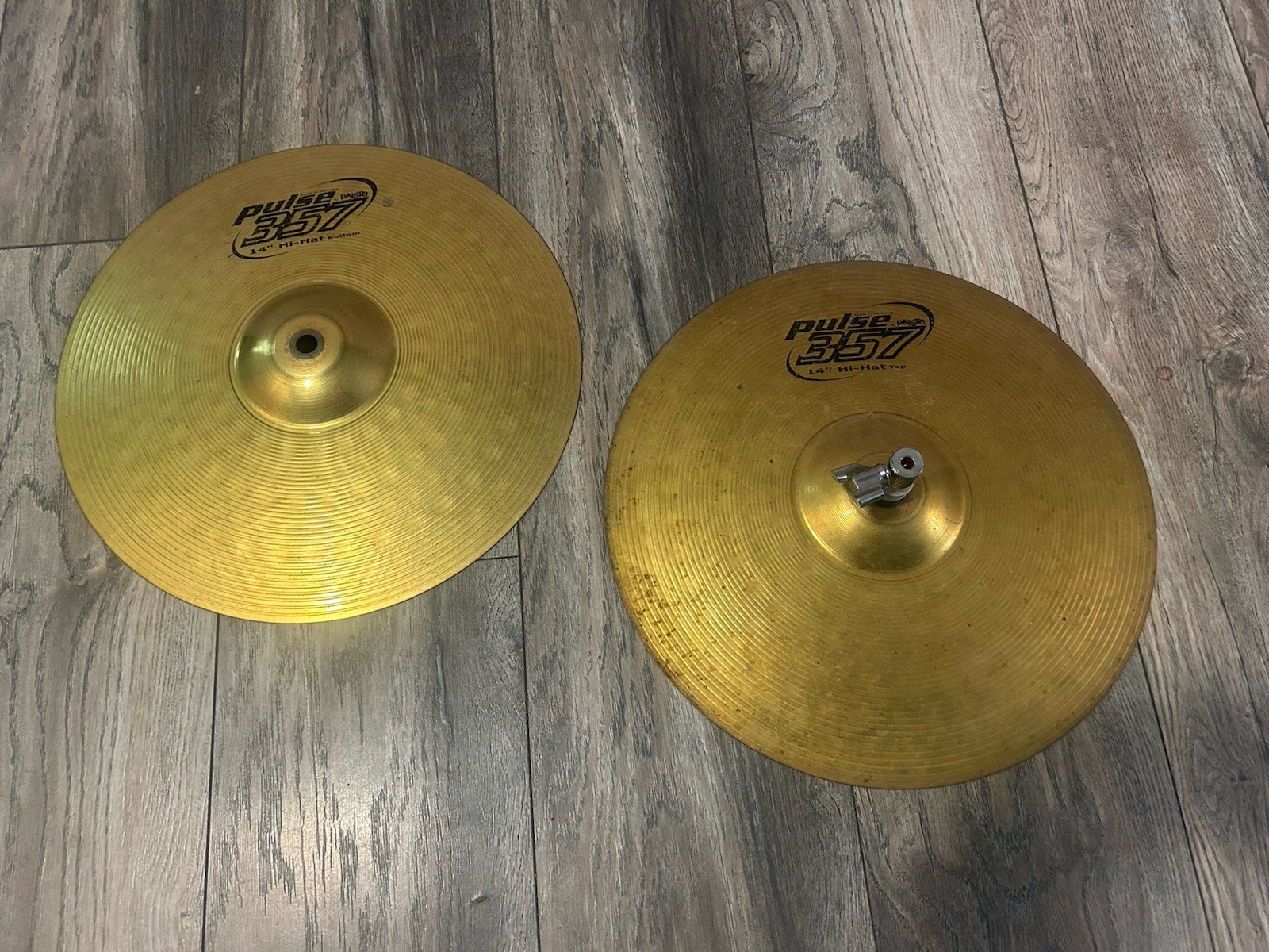 Paiste Pulse 357 14" Hi Hat Top And Bottom PAIR Cymbals No Cracks