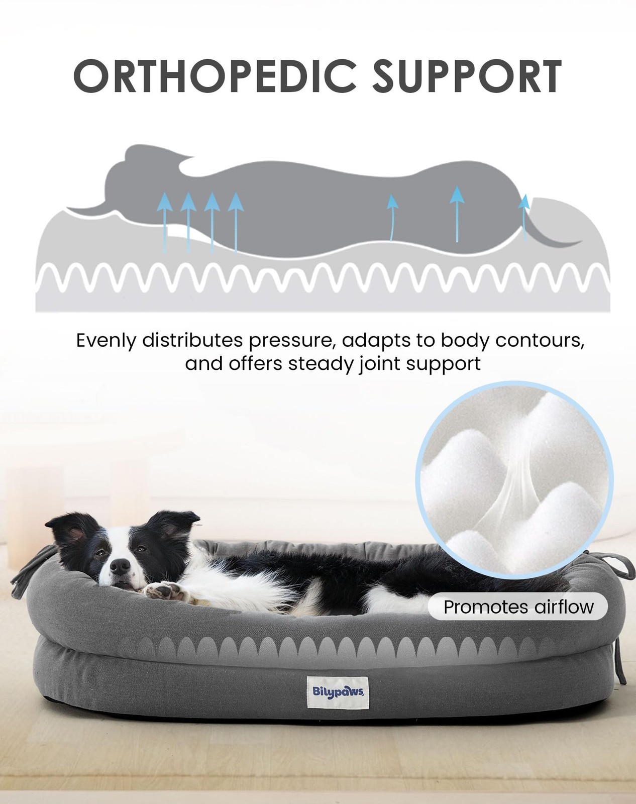 bilypaws Orthopedic Dog Bed for Large Dogs, Pet Sofa Bed with Egg Crate Foam, 4-