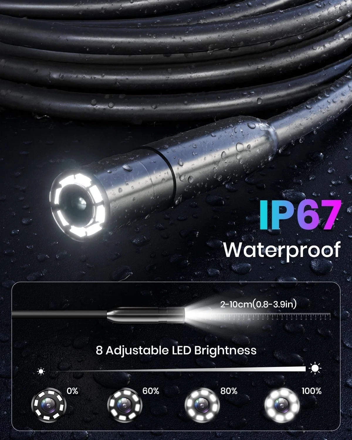 4.3" IPS 1920P 16.5 FT Endoscope Camera with Light,Borescope Cameras with New