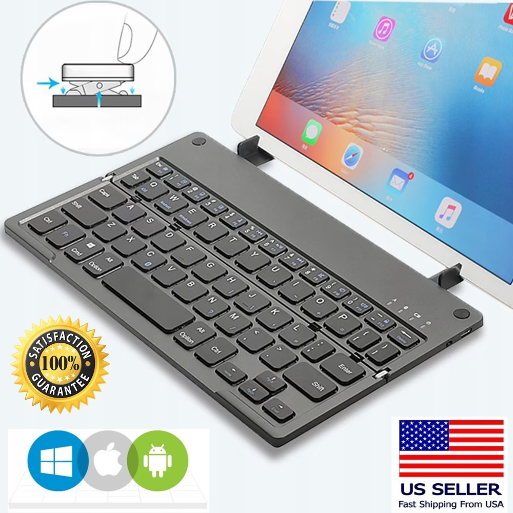 Foldable Bluetooth Keyboard with Stand for Tablet iPad Phone Portable Folding