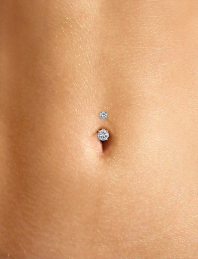 14G TITANIUM INTERNALLY THREADED PRONG SET DOUBLE CZ Gem BELLY BUTTON Navel RING
