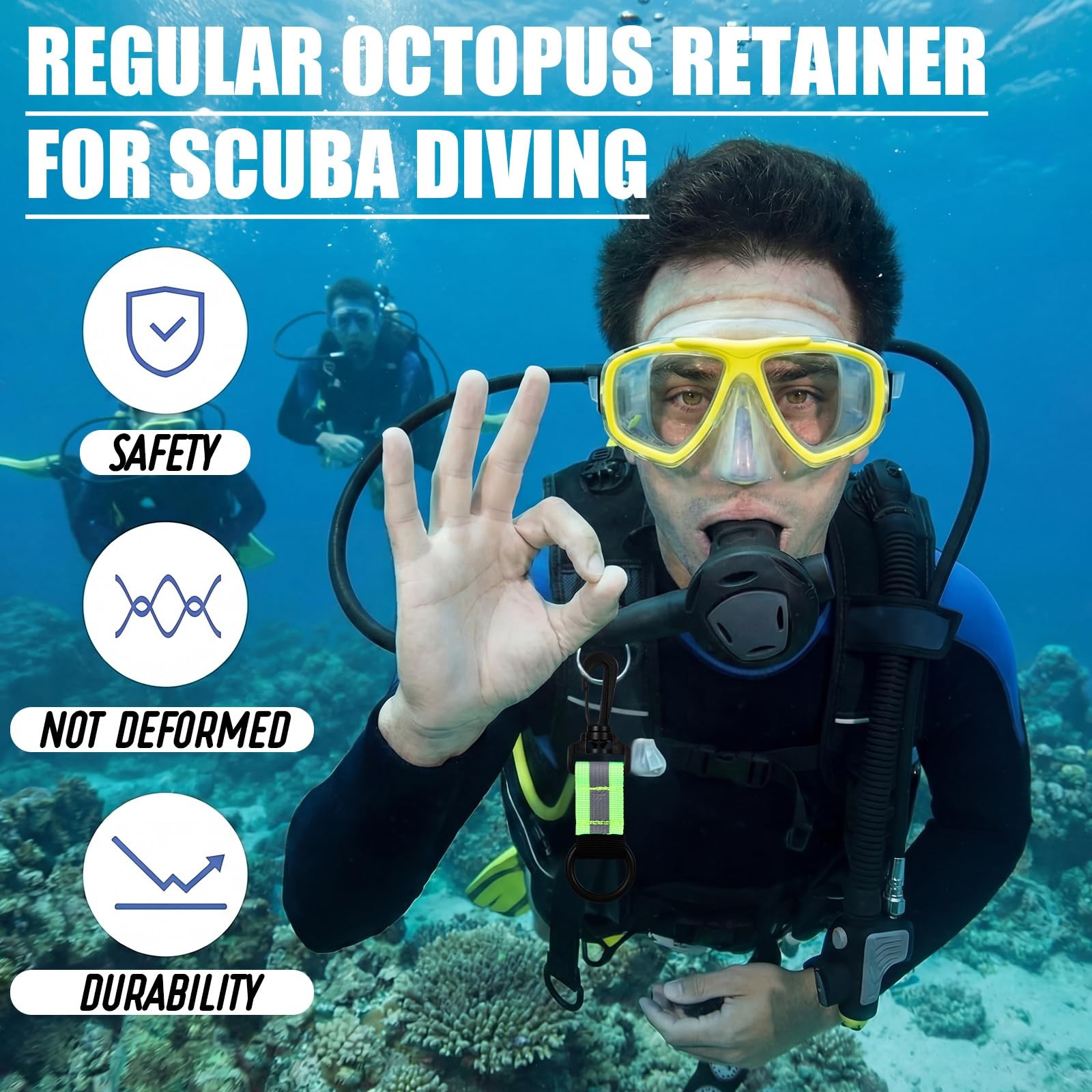 4 Pack Scuba Diving Regulator Octopus Holder Lanyards Reflective Webbing