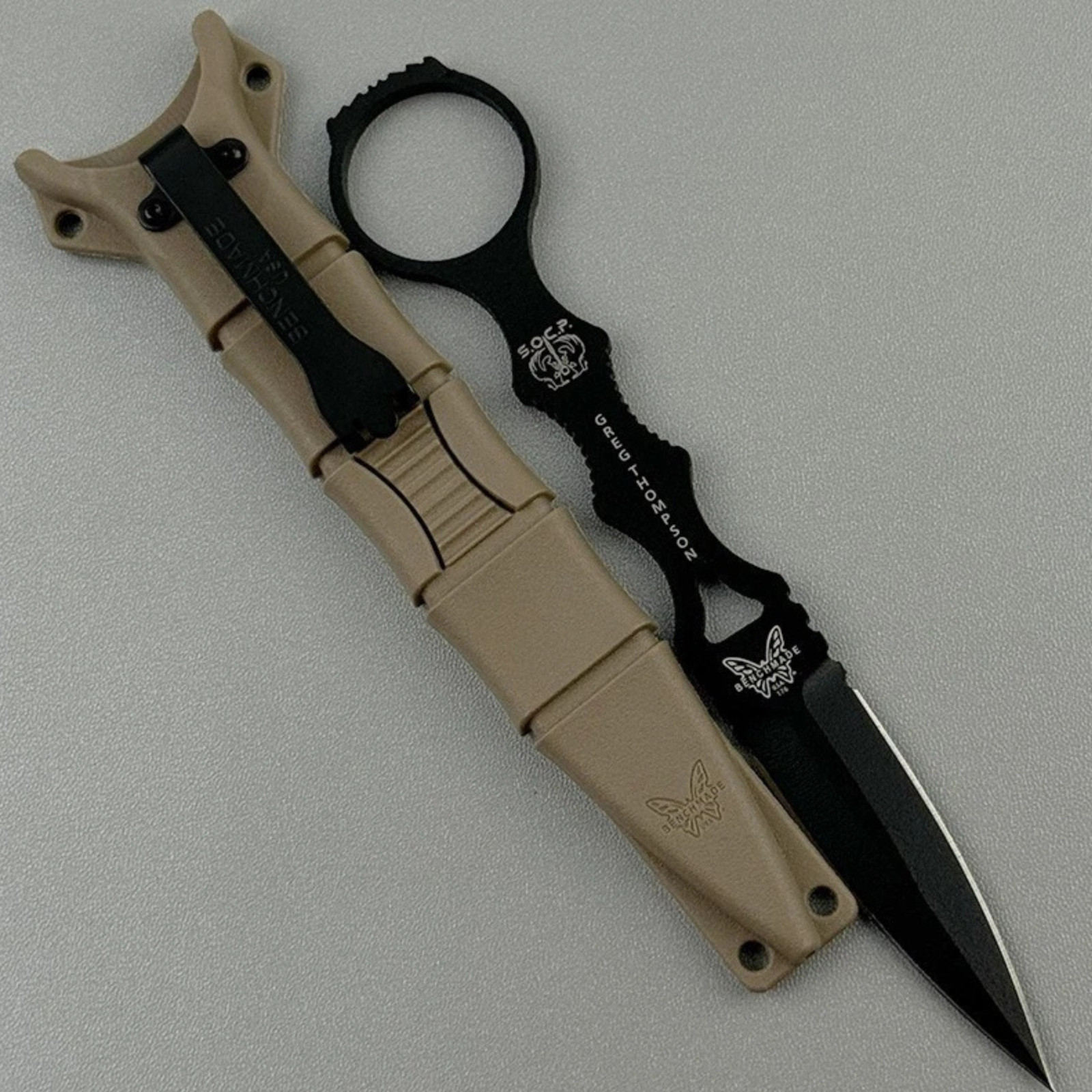 SOCP Dagger 176BKSN Sand Sheath Steel Fixed Blade Knife
