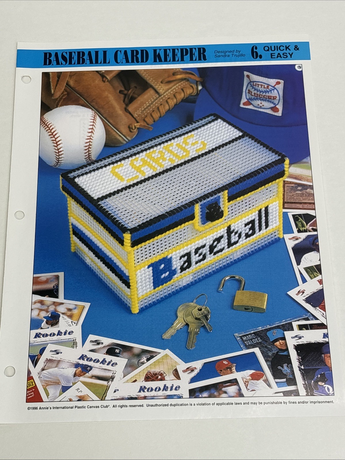 Baseball Card Keeper Annie's Attic Plastic Canvas Pattern Page