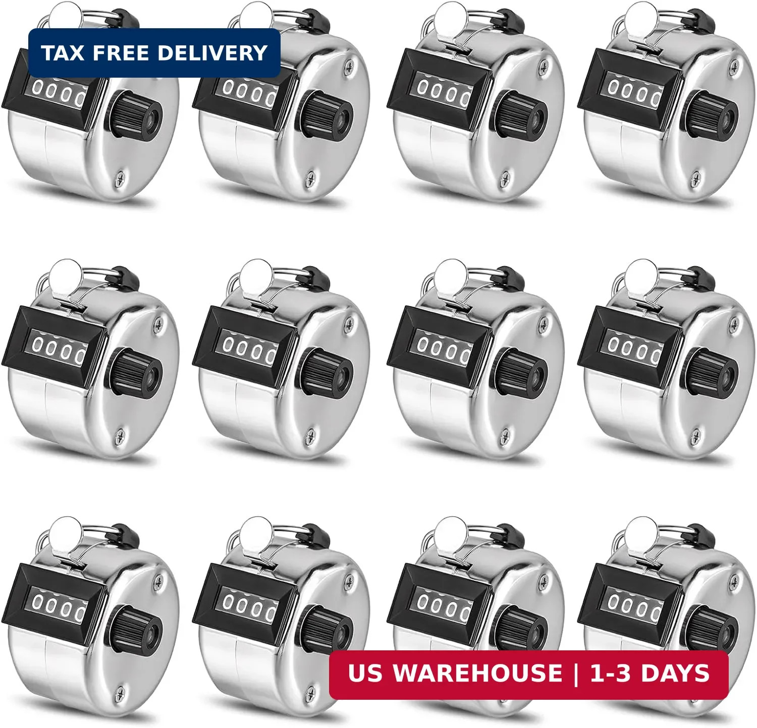 12 Pcs Hand Tally Counter 4-Digit Lap Counter Clicker, Manual Mechanical Handhel