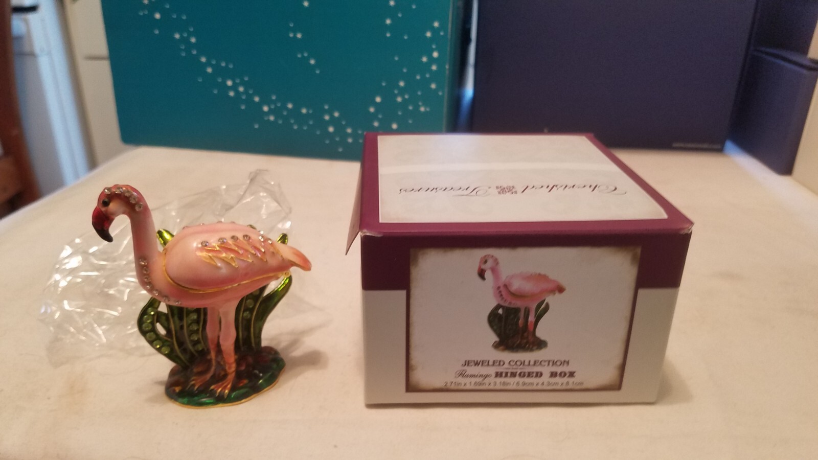 Cherished Treasures Jeweled Collection Flamingo Hinged Box New in Box