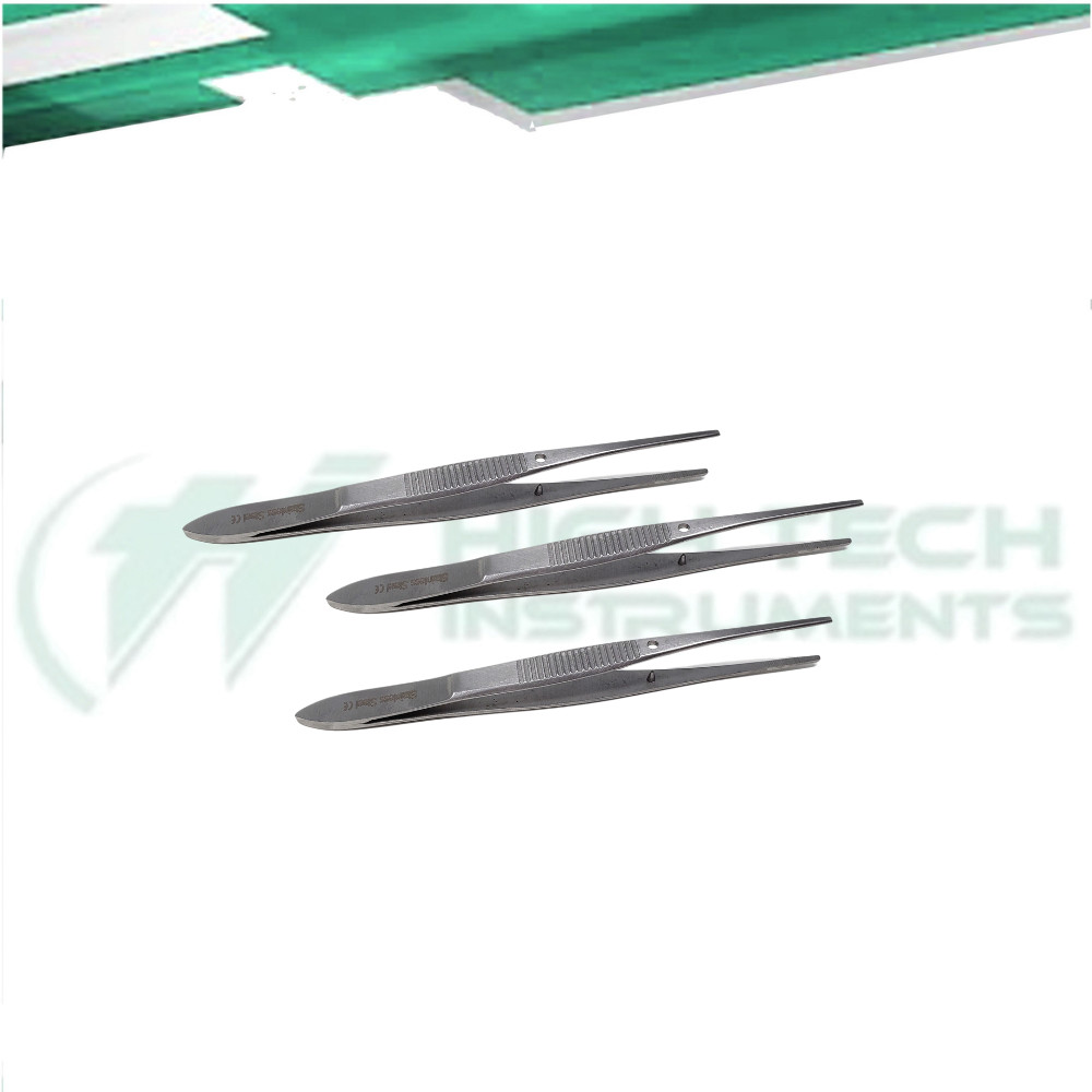 3 Pcs IRIS EYE DRESSING SERRATED FORCEPS STRAIGHT 4" SURGICAL STAINLESS STEEL CE