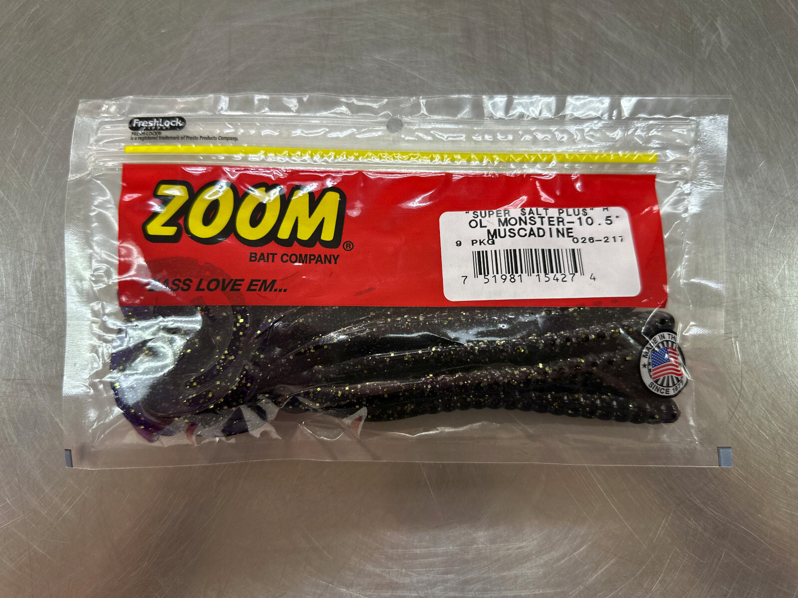 Zoom Ol' Monster Worm 10 1/2 Inch Fishing Lure 9 Per Package Muscadine