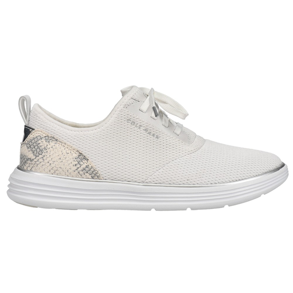 Cole Haan Grandsport Journey Snake Lace Up  Womens White Sneakers Casual Shoes W