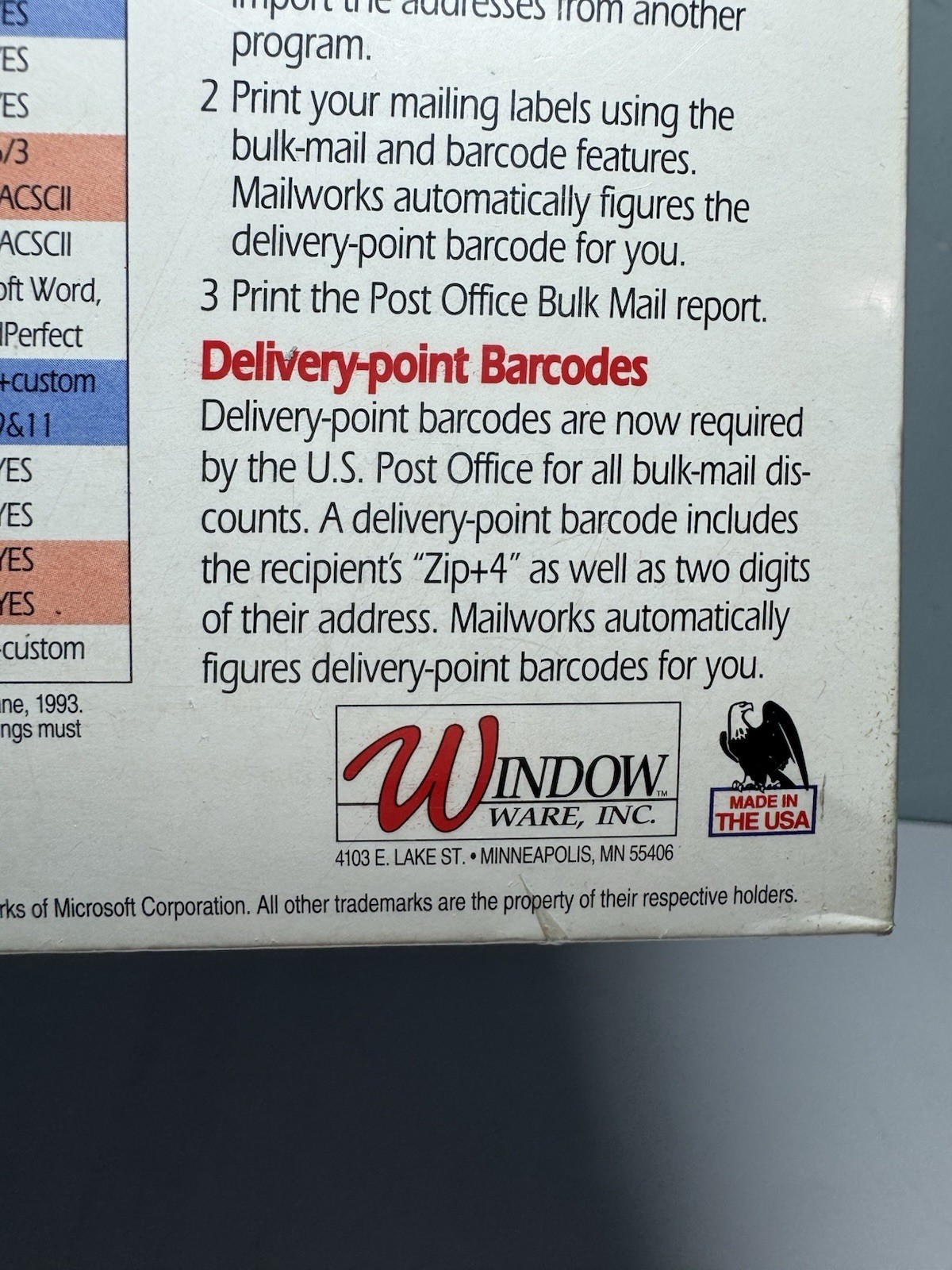 Mail Works, IBM/PC Vintage Software, Comports, 1993, NEW NEVER OPENED