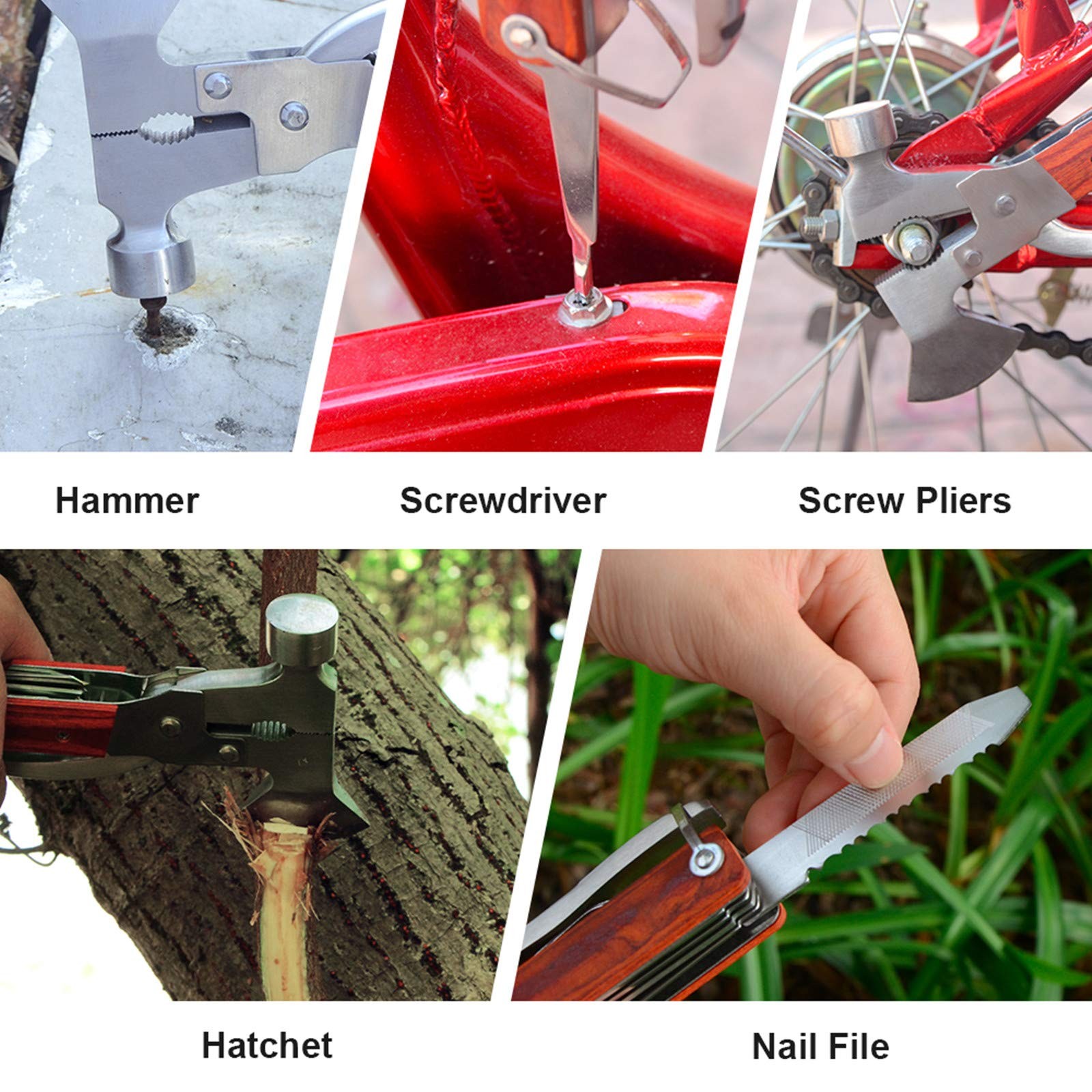 18-in-1 Multitool Camping Axe Hammer, Multi Tool with Plier, Knife
