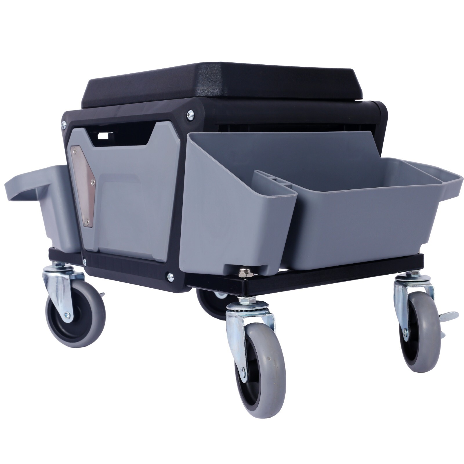 Heavy Duty Mechanic Stool with 330lbs Load Capability, Garage Stool Wheels,Gray